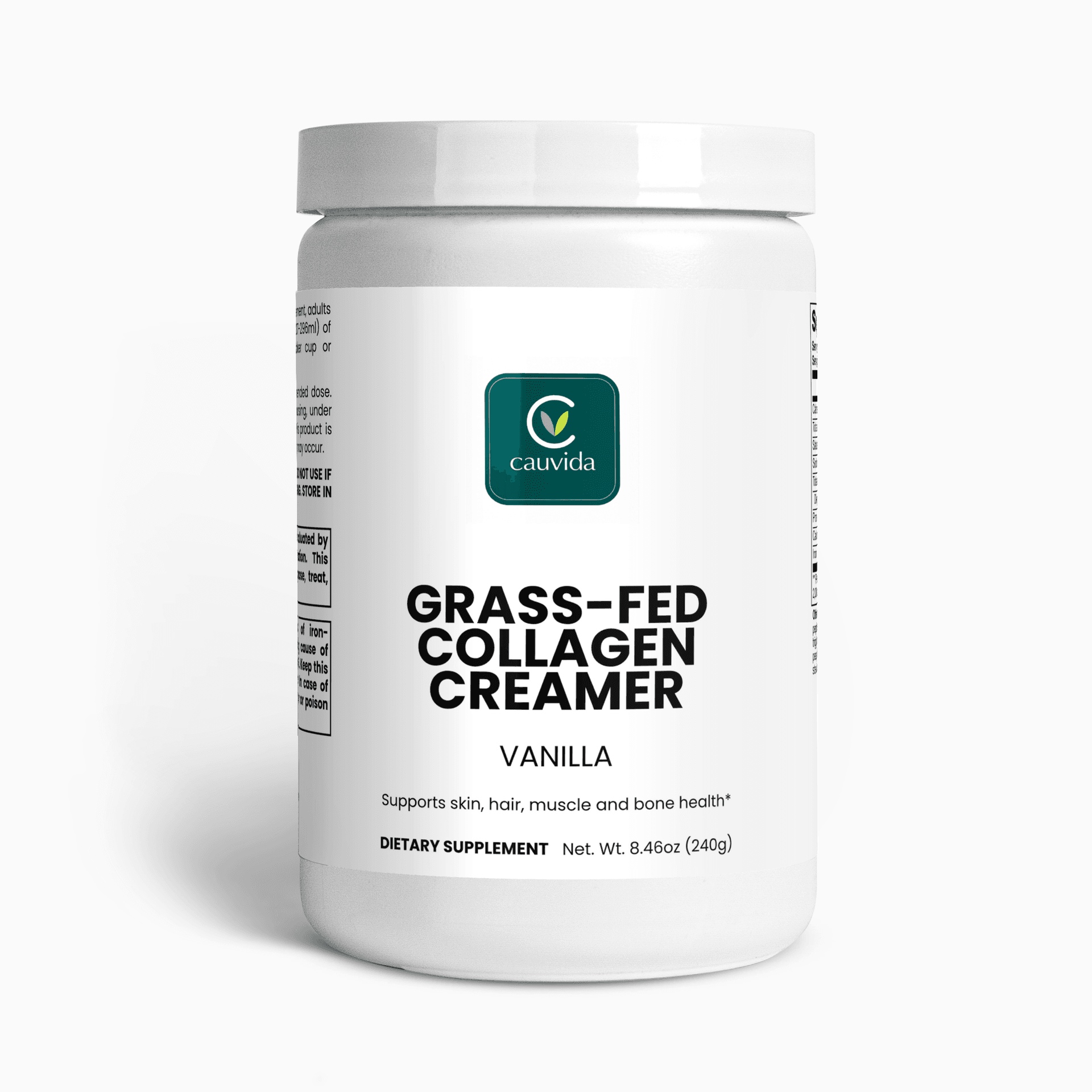 Crema de colágeno de ganado alimentado con pasto (vainilla)