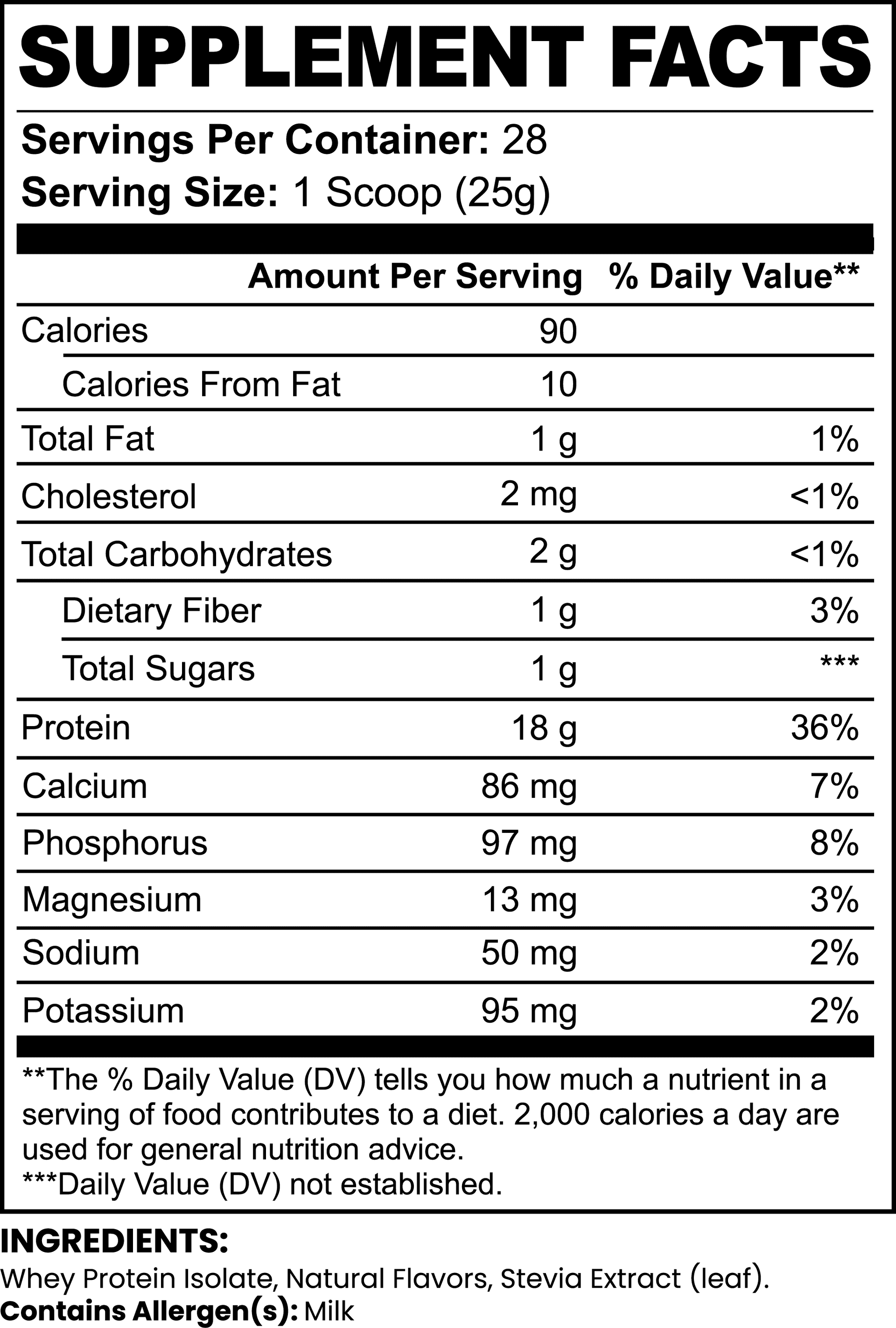 Datos del suplemento — Aislado de proteína de suero Pure3 100% (chocolate)