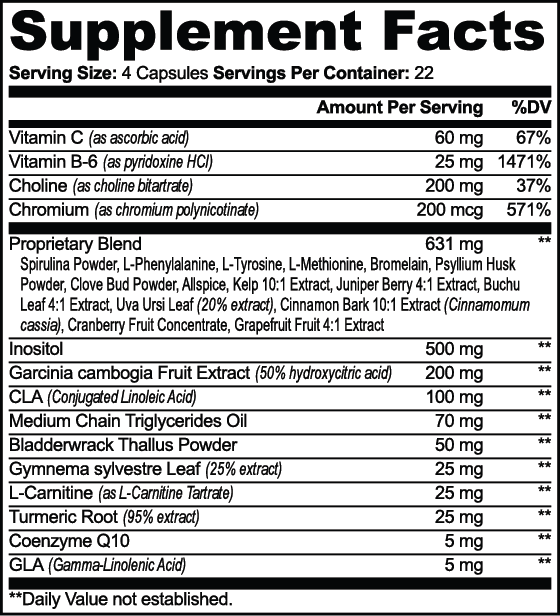 Datos del suplemento — Quemador de grasa con MCT