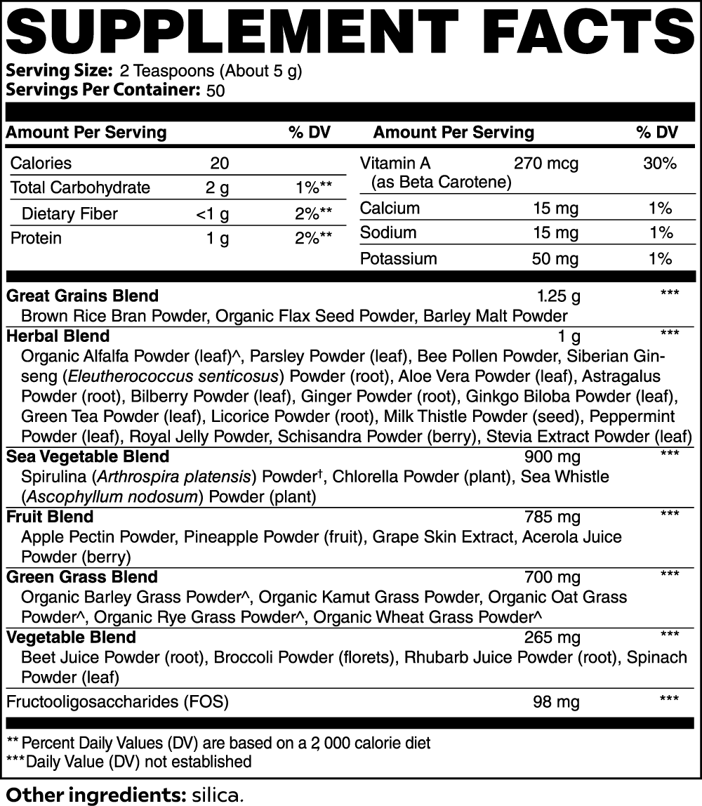 Datos del suplemento — Batido verde Ultra Cleanse